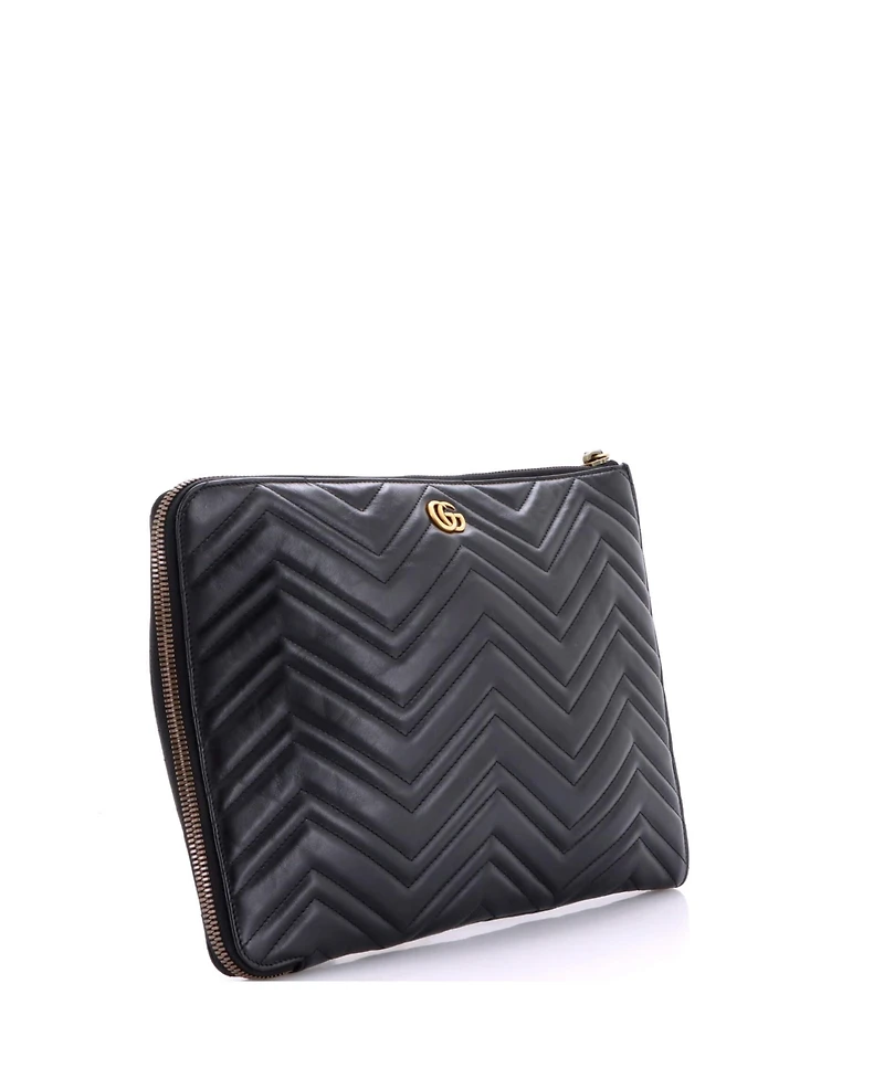 Pre-Owned Gucci Gg Marmont Portfolio Clutch Matelasse Leather