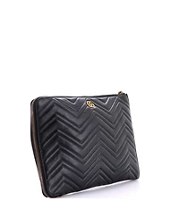 Pre-Owned Gucci Gg Marmont Portfolio Clutch Matelasse Leather