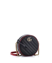 Pre-Owned Gucci Mini Gg Marmont Round Shoulder Bag Diagonal Quilted Leather