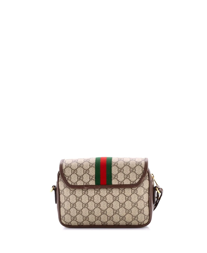 Pre-Owned Gucci Small Ophidia Flap Shoulder Bag Gg Coated Canvas