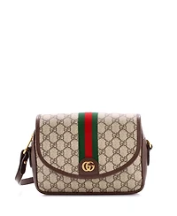 Pre-Owned Gucci Small Ophidia Flap Shoulder Bag Gg Coated Canvas