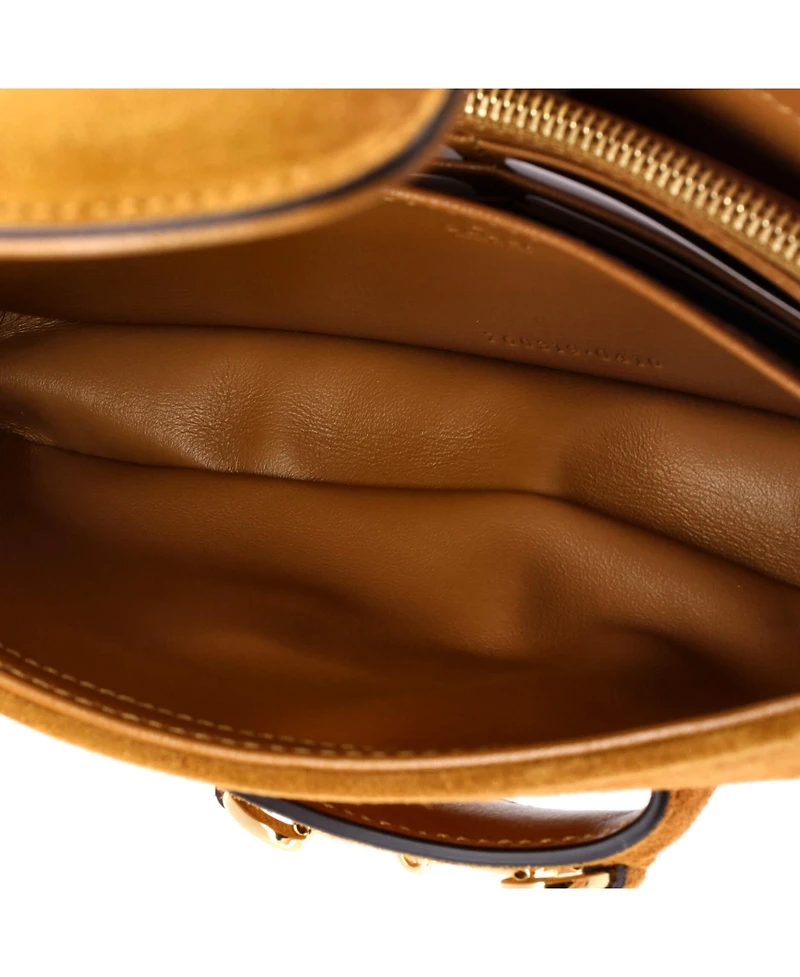 Pre-Owned Gucci Mini Horsebit 1955 Shoulder Bag Suede with Shearling