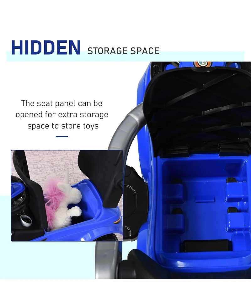 Aosom 3 in 1 Push Car, Sliding Car with Horn Music Light,