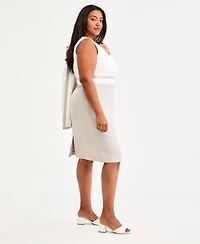Kasper Plus Crewneck Sleeveless Colorblocked Sheath Dress