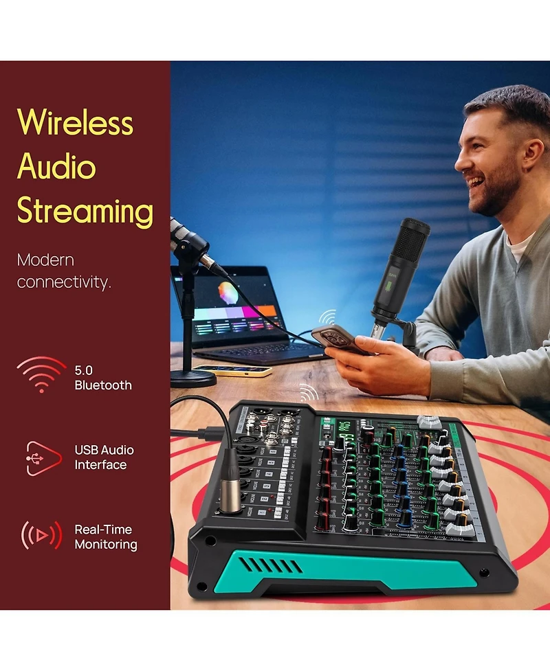 Pyle 10-Ch. Bluetooth Studio Mixer with Dsp Effects PMX510