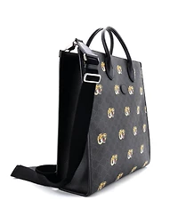 Pre-Owned Gucci Vertical Interlocking G Tote Printed Gg Coated Canvas