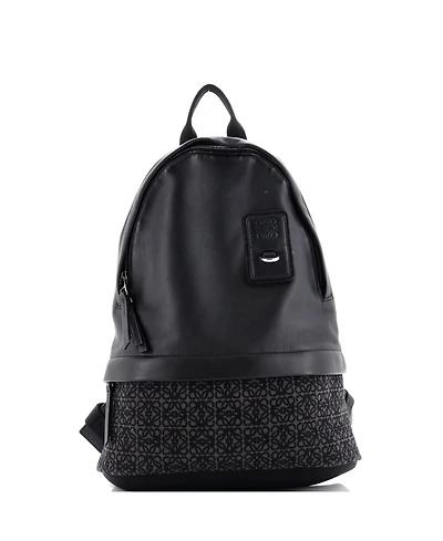 Pre-Owned Loewe Round Slim Backpack Leather and Anagram Jacquard