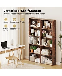 Slickblue 5-Tier Bookshelf Open Bookcase Freestanding Display Shelf Storage Organizer