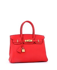 Pre-Owned HERMES Birkin 30 Handbag Red Clemence with Gold Hardware
