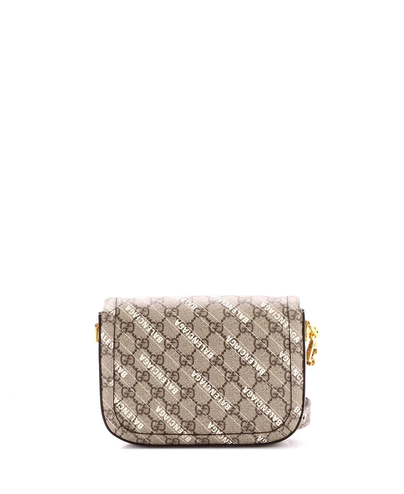 Pre-Owned Gucci Mini x Balenciaga The Hacker Project Horsebit 1955 Shoulder Bag Gg Coated Canvas