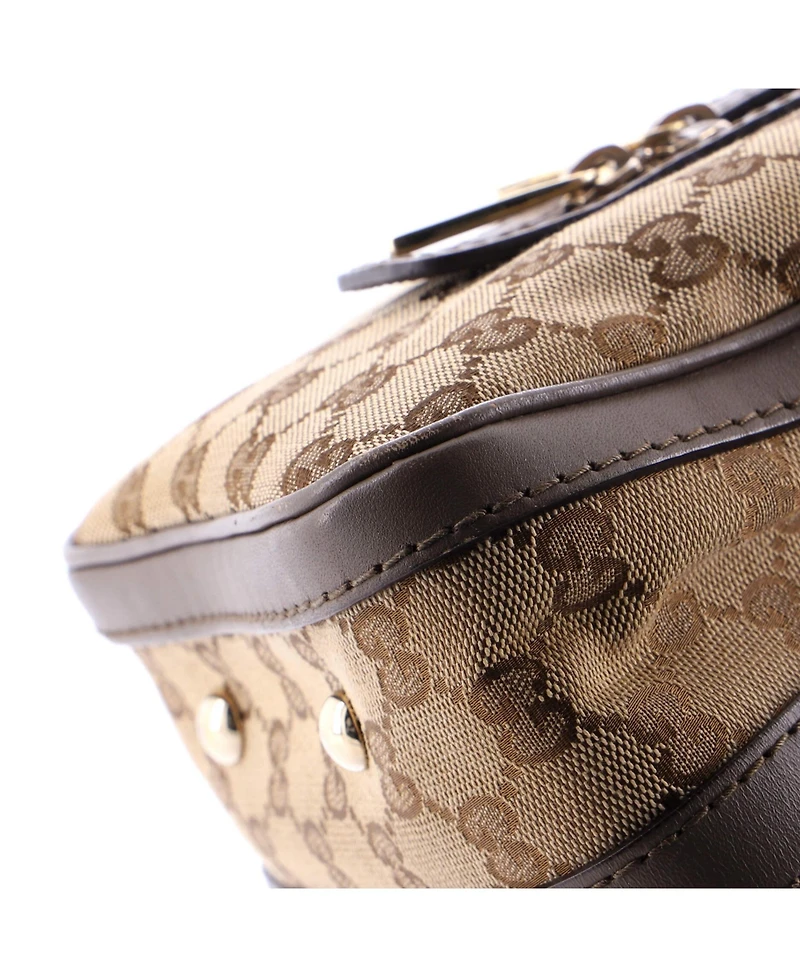 Pre-Owned Gucci Small Vintage Web Boston Bag Gg Canvas