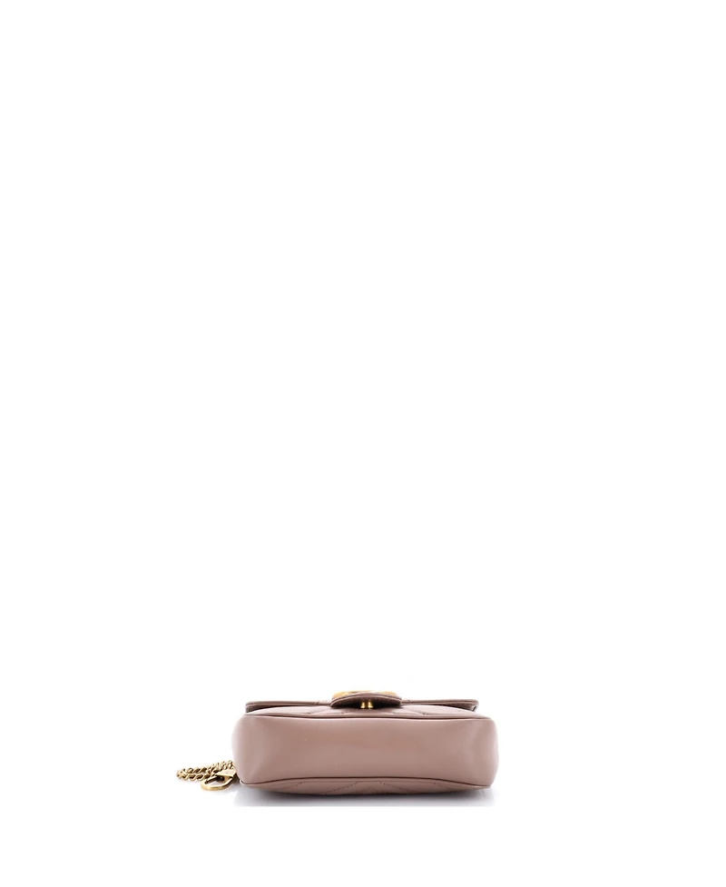 Pre-Owned Gucci Super Mini Gg Marmont Flap Bag Matelasse Leather