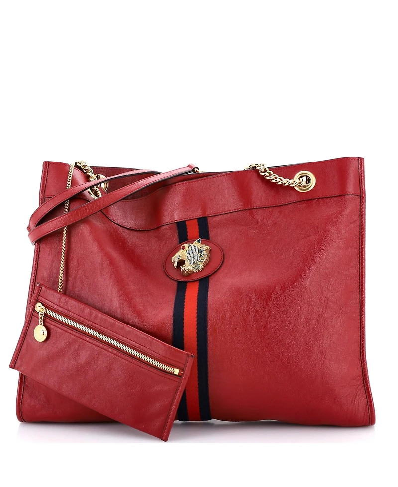 Pre-Owned Gucci Large Rajah Chain Tote Leather