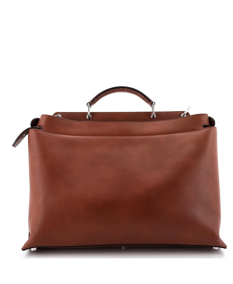 Pre-Owned Fendi Large Peekaboo Iconic Essential Bag Laser Cut Leather and Canvas