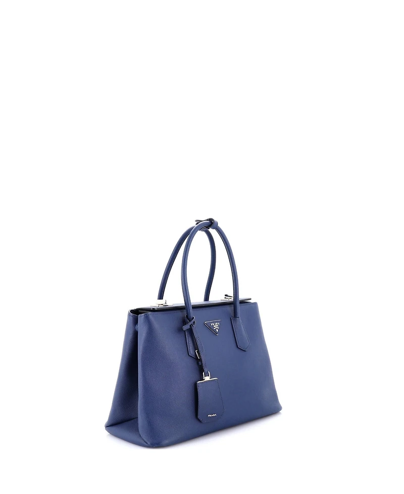 Pre-Owned Prada Small Turnlock Cuir Twin Tote Saffiano Leather