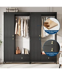 gaomon 78.9" Armoire Wardrobe Closet with Shelves and Hanging Rod, Large Fixed Compartment for Bedding & Luggage, Open Design of the Area