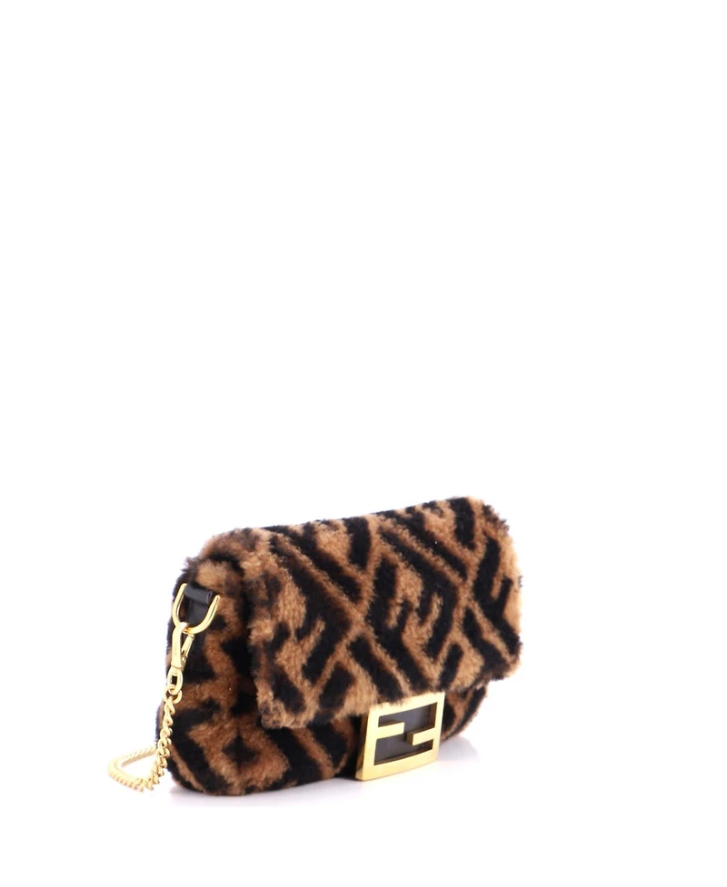 Pre-Owned Fendi Mini Baguette Nm Bag Zucca Shearling