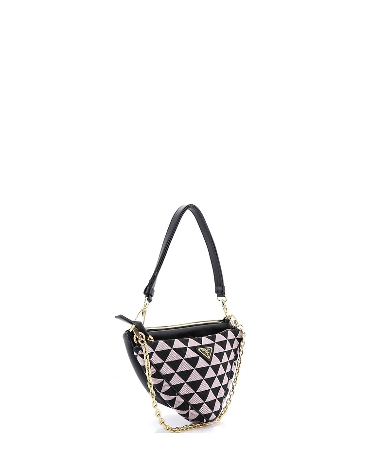 Pre-Owned Prada Mini Double Symbole Triangle Bag Leather and Jacquard