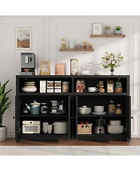 gaomon Buffet Sideboard Cabinet with Storage, 55" Large Farmhouse Kitchen Storage 4 Doors & Adjustable Shelves, Wood Coffee Bar Cabi