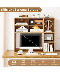 Sugift Desktop Bookshelf with 7 Open Cubbies and 3 Adjustable Shelves