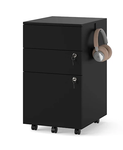 Sugift 3 Drawer Filing Cabinet Locking Pedestal Desk