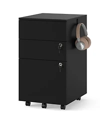 Sugift 3 Drawer Filing Cabinet Locking Pedestal Desk