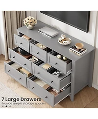gaomon 7 Drawer Dresser for Bedroom, 54" Wide Dresser with Deep Drawers and Metal Knobs, Modern Large Wooden Chests of Drawers for Entryway