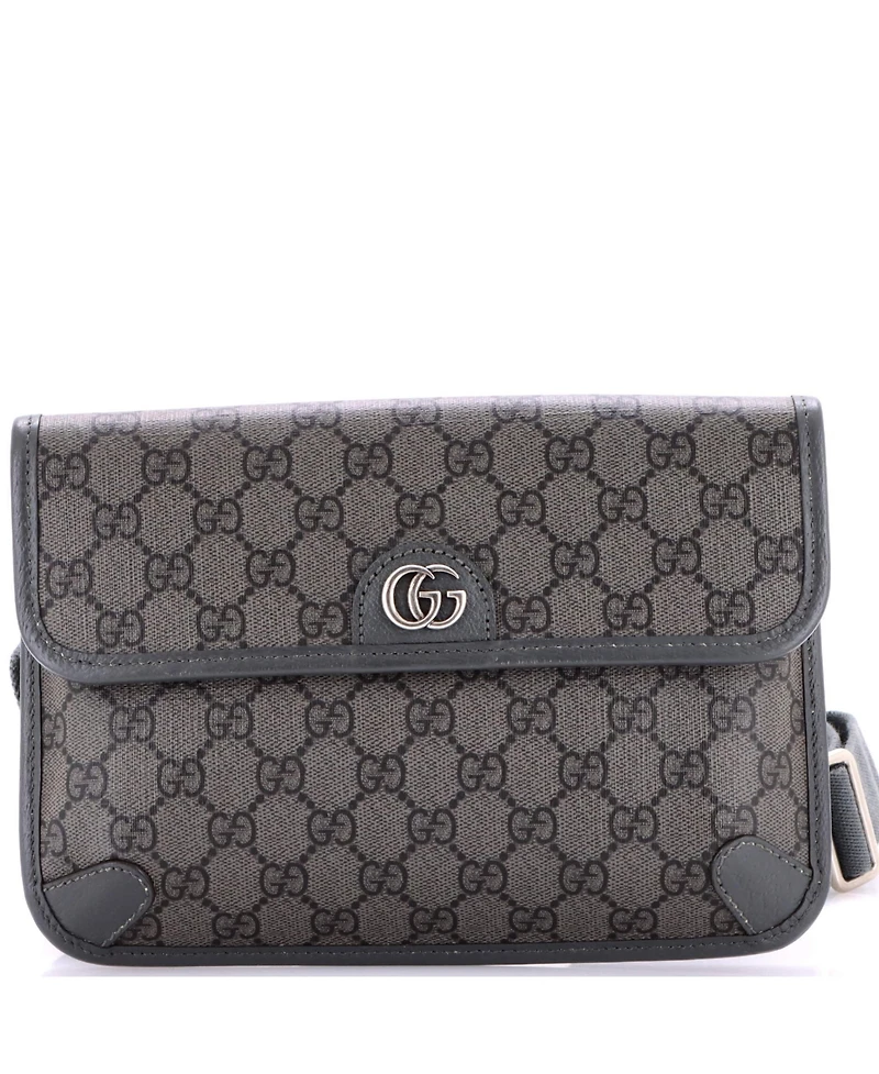 Pre-Owned Gucci Ophidia Flap Belt Bag Gg Coated Canvas with Leather