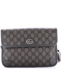 Pre-Owned Gucci Ophidia Flap Belt Bag Gg Coated Canvas with Leather