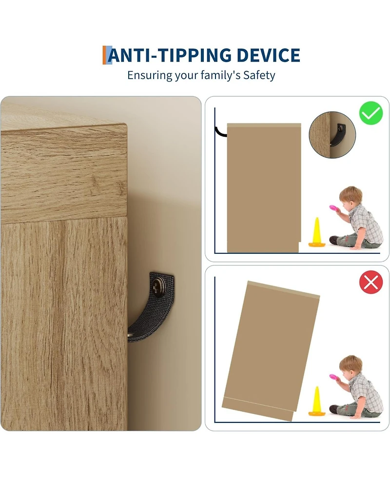 gaomon 43.3'' H Armoire Wardrobe Closet with 4 Drawers and 2 Doors, Hanging Rod, Multifunctional Wooden Dresser Storage Closet, Bathroom Cabinet.