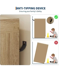 gaomon 43.3'' H Armoire Wardrobe Closet with 4 Drawers and 2 Doors, Hanging Rod, Multifunctional Wooden Dresser Storage Closet, Bathroom Cabinet.