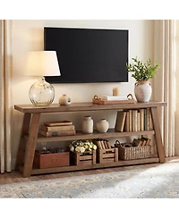 Tribesigns 3-Tier Solid Wood Tv Stand, 63" Framhouse Rustic Entertainment Center for TVs Up to 70 Inches