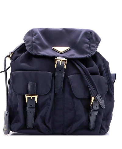 Pre-Owned Prada Small Re-Edition 1978 Pocket Backpack Re-Nylon with Saffiano Leather