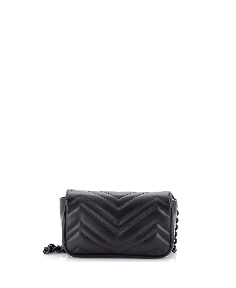 Pre-Owned Gucci Gg Marmont Flap Belt Bag Matelasse Leather