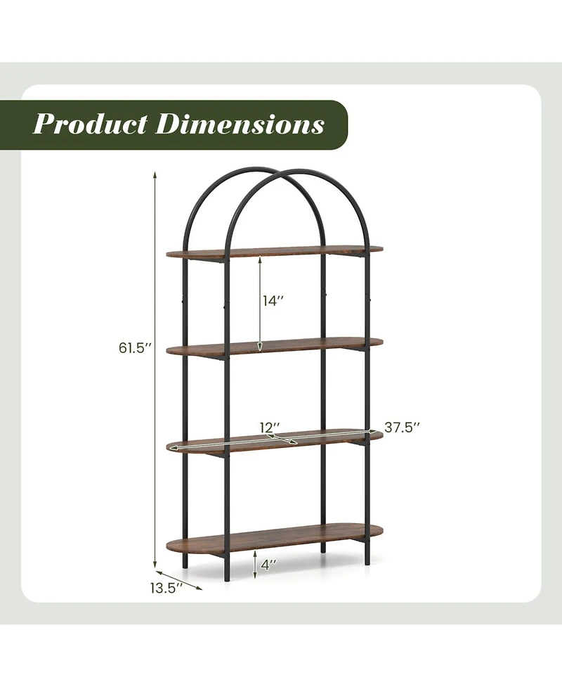 Slickblue 4-Tier Open Bookcase with Sturdy Metal Frame for Living