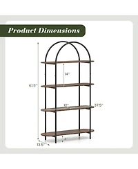 Slickblue 4-Tier Open Bookcase with Sturdy Metal Frame for Living