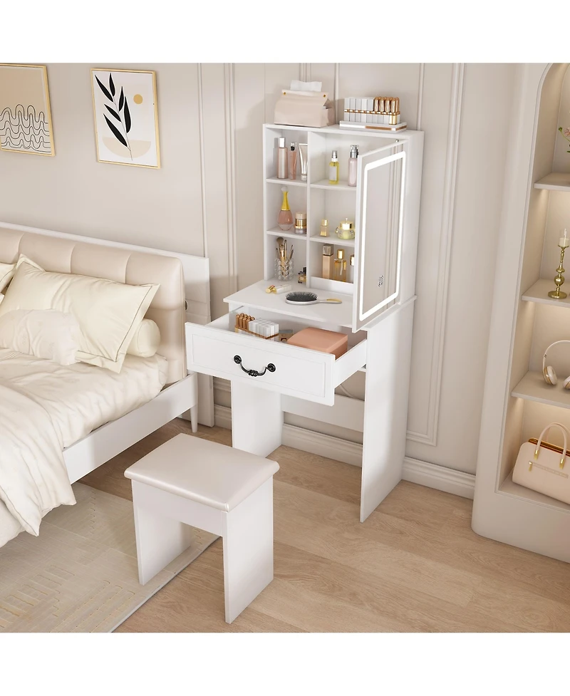 Rainsken Modern Makeup Vanity Set with Padded Stool