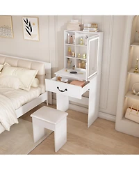 Rainsken Modern Makeup Vanity Set with Padded Stool