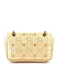 Pre-Owned Gucci Mini Pearly Gg Marmont Flap Bag Embellished Matelasse Leather