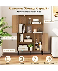 Slickblue Freestanding 47 Inch Cabinet with 2 Doors and 4 Open Shelves