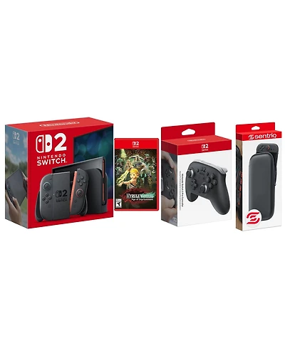 Nintendo Switch 2 Console with Hyrule Warriors Age of Imprisonment, Pro Controller and Protective Case Bundle