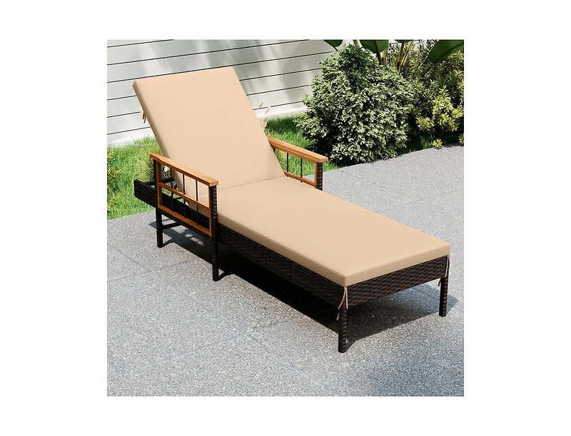 Slickblue Patio Reclining Lounge Chair with 4-Position Adjustable Backrest