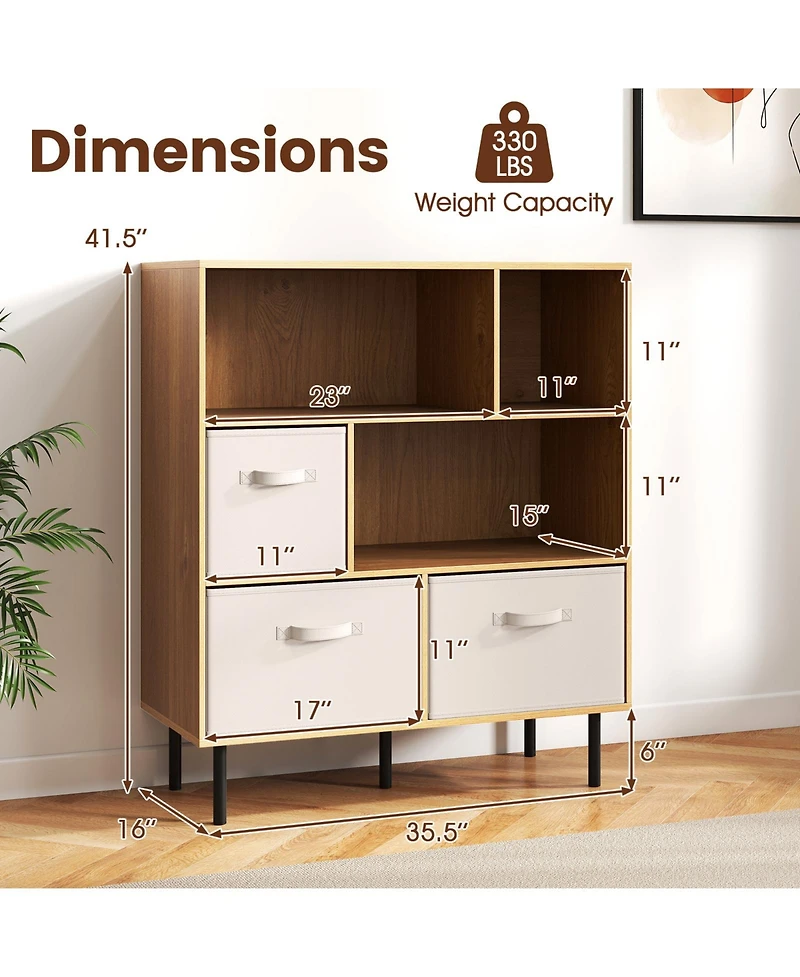 Slickblue 6 Cube Storage Organizer Shelf with Removable Fabric Drawers