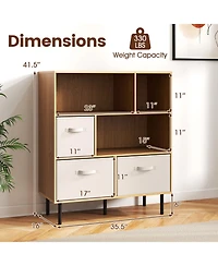 Slickblue 6 Cube Storage Organizer Shelf with Removable Fabric Drawers