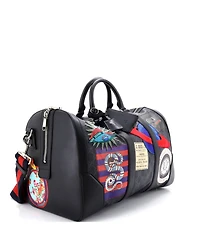 Pre-Owned Gucci Small Night Courrier Carry On Convertible Duffle Gg Coated Canvas with Applique