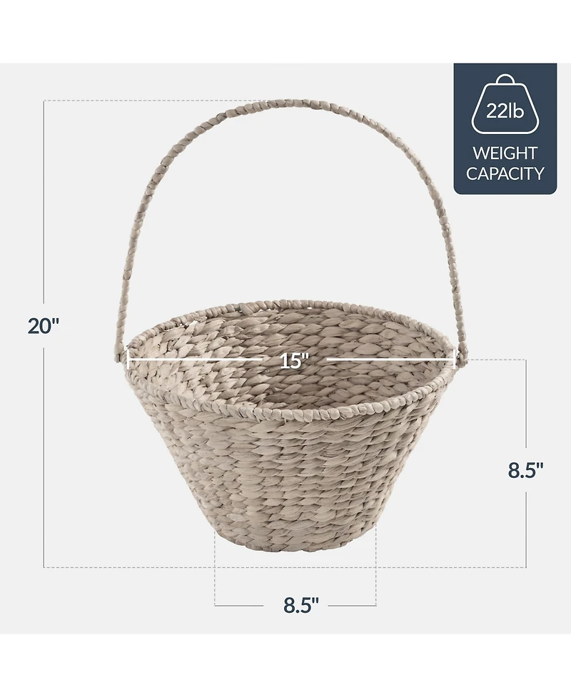 Best Choice Products Easter Basket, Large Woven Easter Basket for Kids w/ Collapsible Handle, Tapered Shape