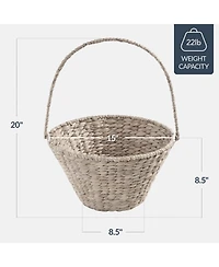 Best Choice Products Easter Basket, Large Woven Easter Basket for Kids w/ Collapsible Handle, Tapered Shape