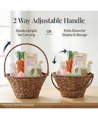 Best Choice Products Easter Basket, Small Woven Basket for Kids w/ Collapsible Handle, Tapered Shape