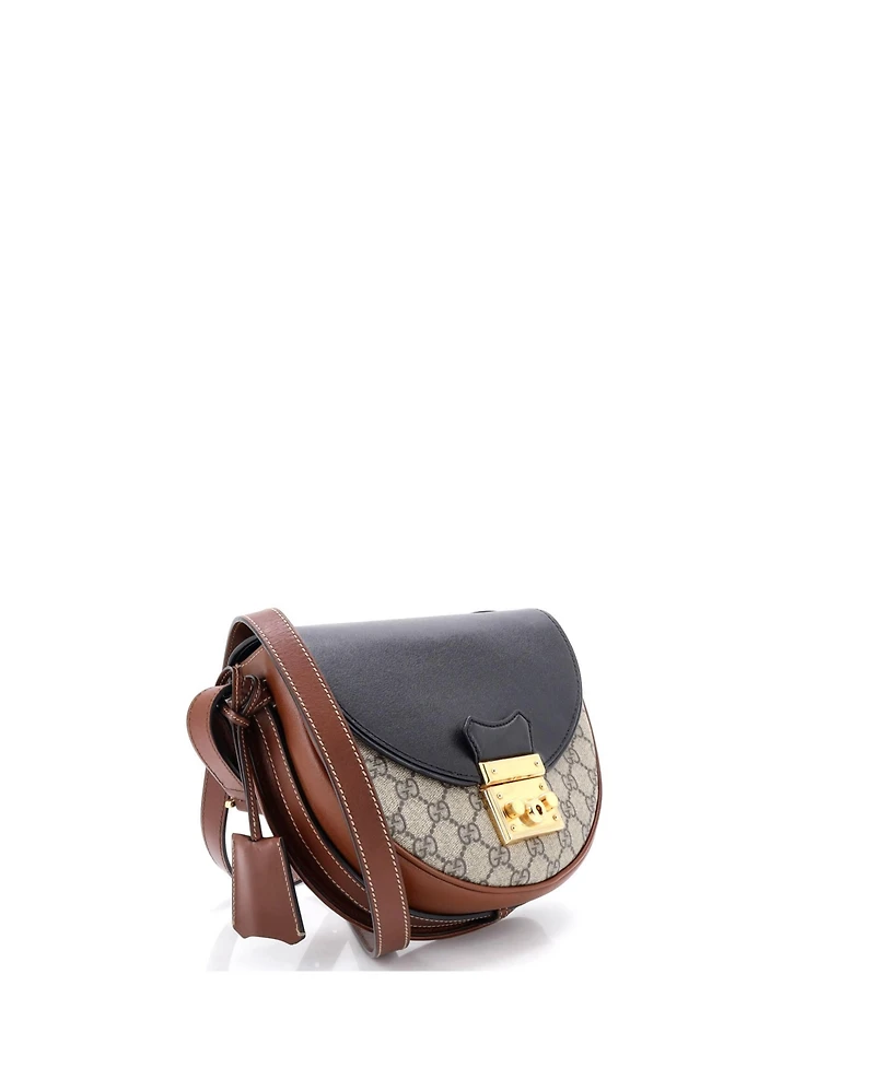 Pre-Owned Gucci Small Padlock Saddle Shoulder Bag Gg Coated Canvas and Leather