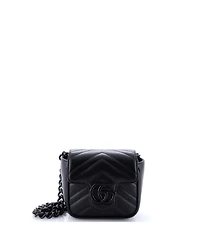 Pre-Owned Gucci Mini Gg Marmont Flap Belt Bag Matelasse Leather